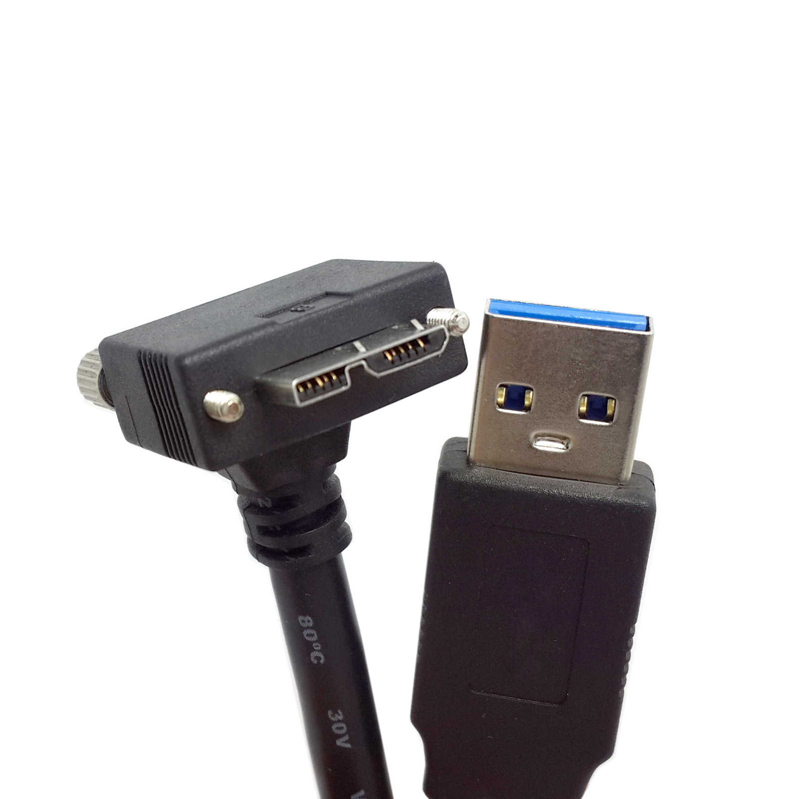 0 a公对micro usb 弯头带螺丝 9针公90度 数据线