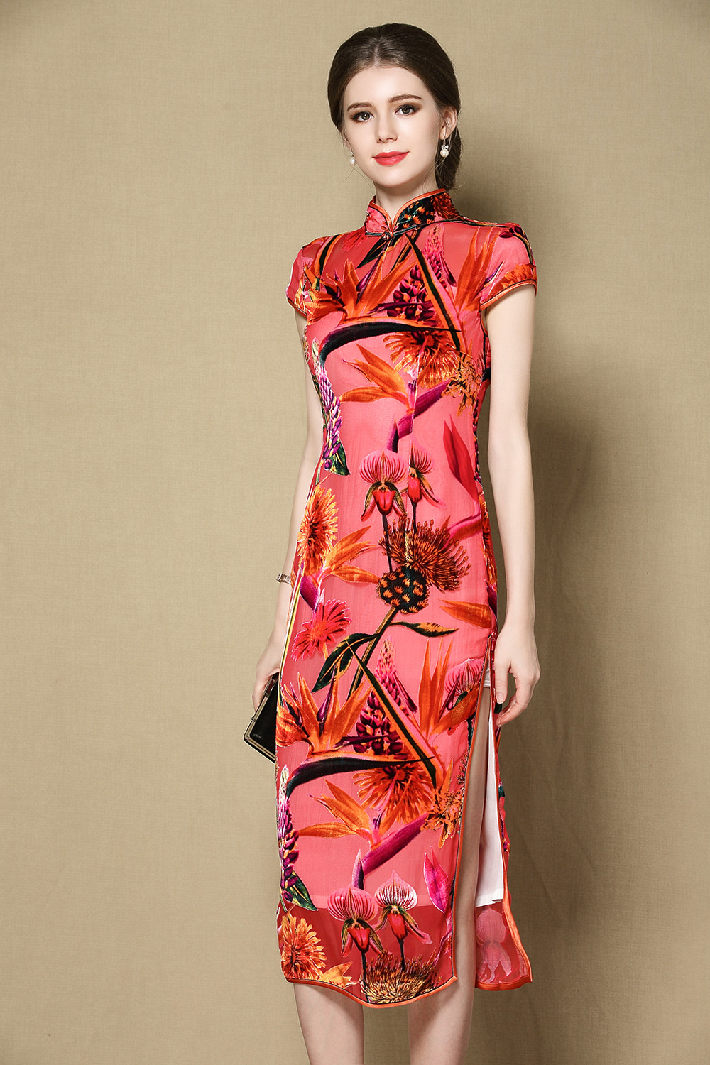 xzy201706179qf新款桑蚕丝旗袍礼服tzf