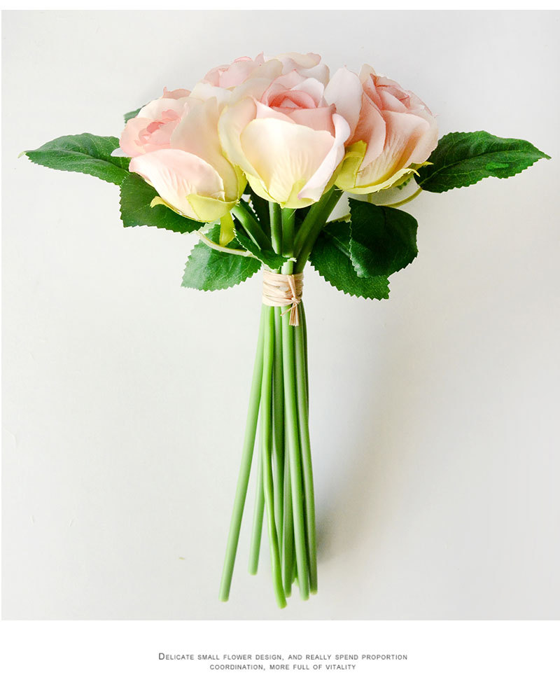 厂家直销欧式仿真花束批发手扎卡洛琳玫瑰 家居装饰假花婚庆用品