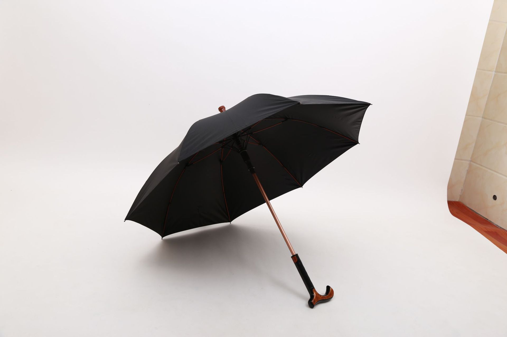 【拐杖伞】黑色商务广告拐杖伞 按需定制多功能防风直杆拐杖伞