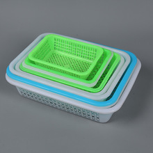 塑料沥水篮塑料篮子长方形塑料白色方筐洗菜篮塑料方筛电商分拣筐