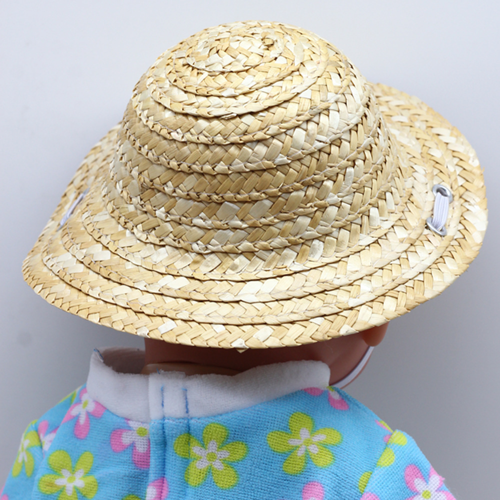 18寸娃娃草帽小布娃娃过家家农民草帽 3分娃 米露娃娃沙滩草帽