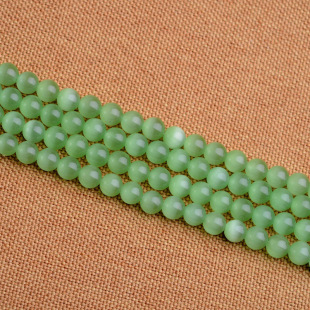 浅绿色猫眼石散珠半成品饰品配件批发 diy手工圆珠串珠散件批发