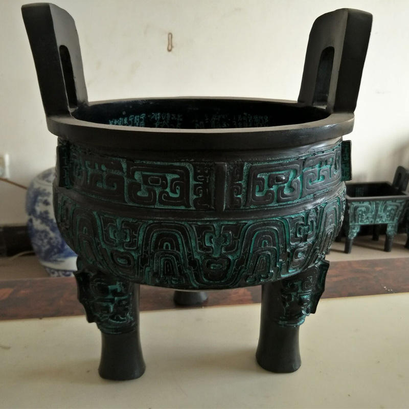厂家定做纯铜鼎摆件圆形小克鼎雕塑仿古青铜器制作价格