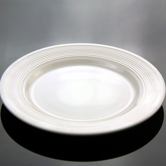 陶瓷盘圆形螺纹牛排盘白色餐盘西餐盘子陶瓷意面盘plate盘子 餐厅