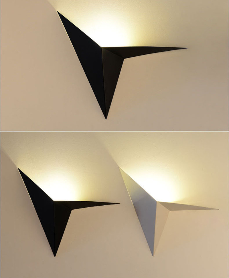 创意款铁艺异形三角形灯北欧简约创意卧室床头书房酒店客房镜前灯