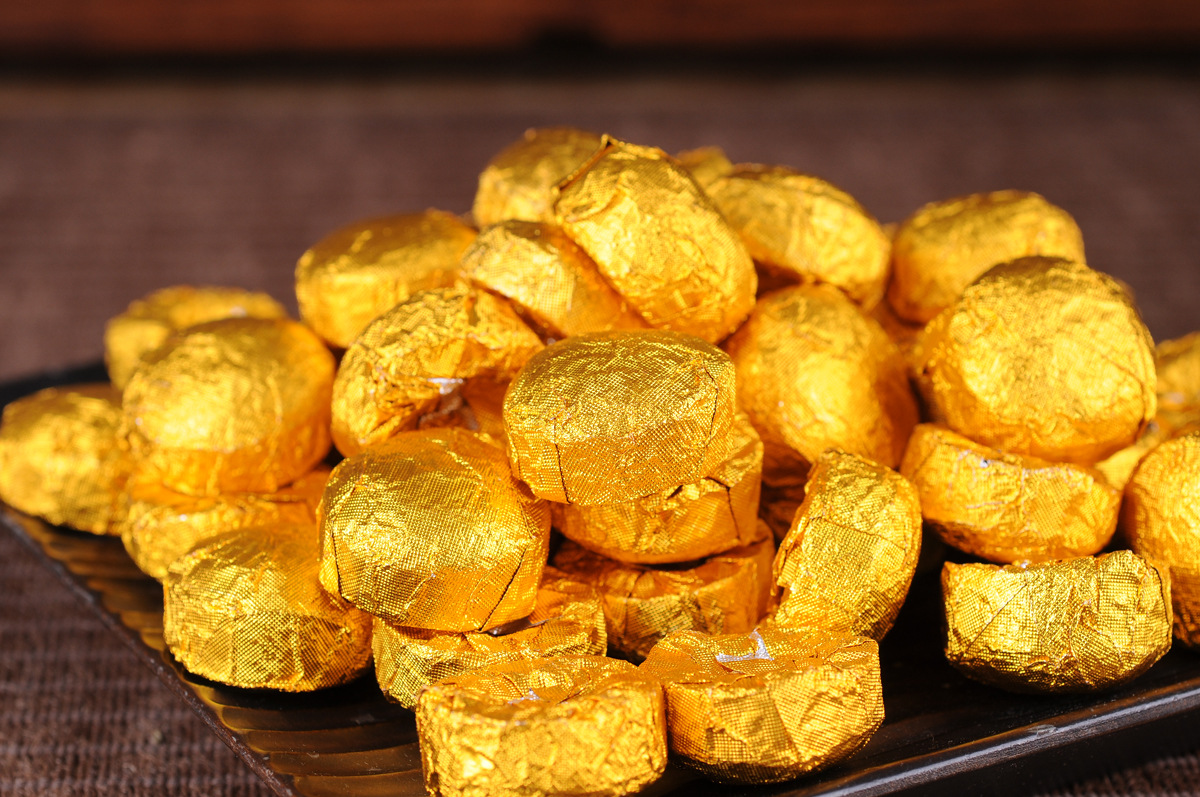 大量批发云南普洱茶叶糯香小金沱 (金锡) 熟茶 迷你小沱茶500克