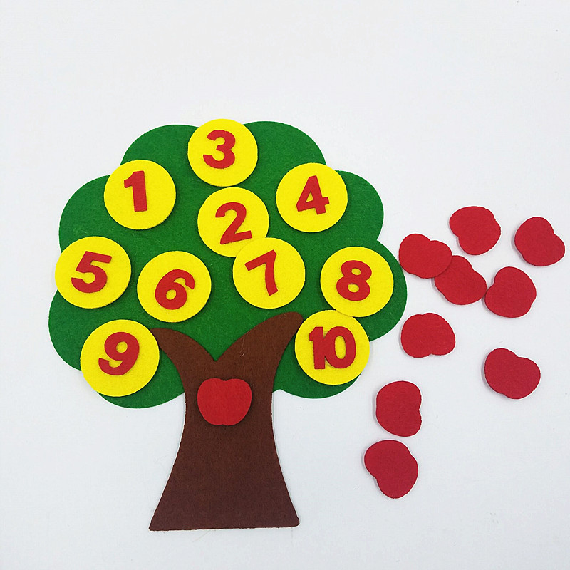 幼儿园区域材料启蒙玩具苹果树点数配对diy不织布教学教具数字树