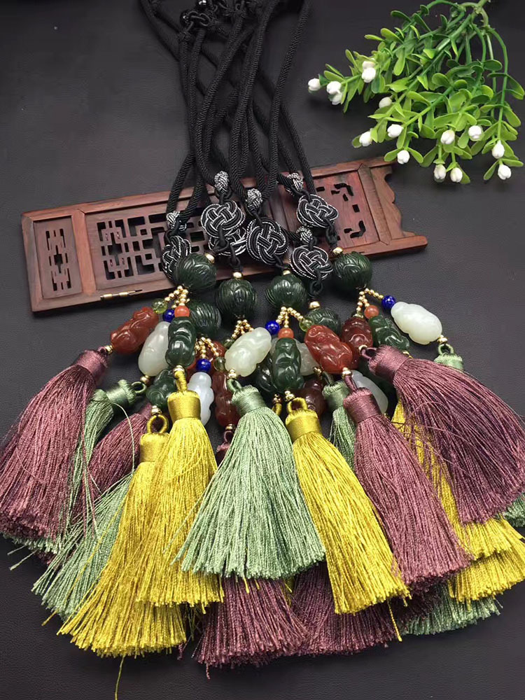 爆款推出天然和田玉三不猴包挂车挂