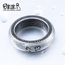 beier权志龙1314戒指 钛钢铸造切割腐蚀 个性时尚不锈钢指环饰品