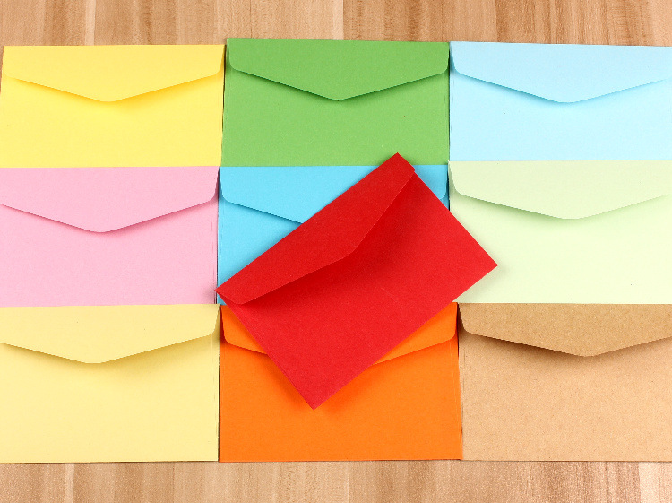 110克彩色三角封口信封银行卡/会员卡11.8x8cm迷你小信封