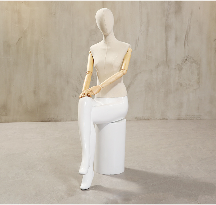 模特道具女假模特服装模特半身模特木手麻布头假人模特婚纱女模特