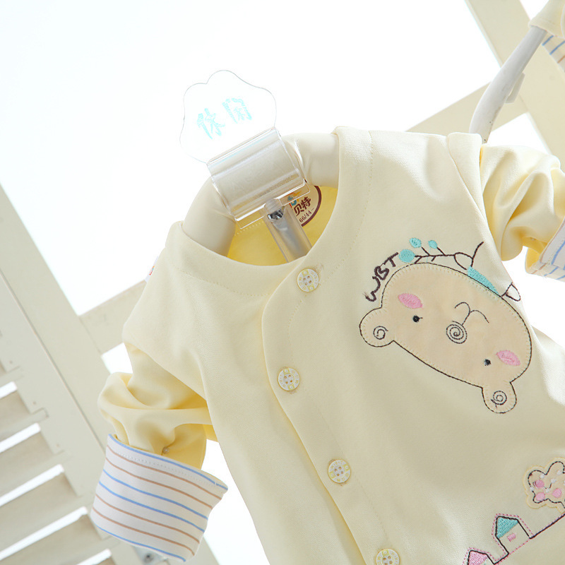 童装春秋款婴儿纯棉双层夹衣套装男女宝宝背