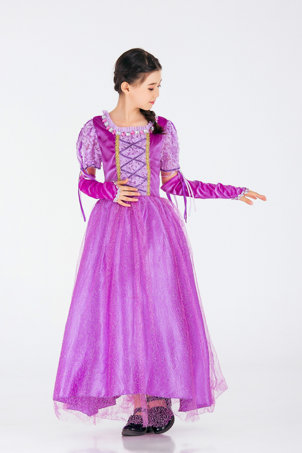 新款童话故事乐佩长发公主裙连衣裙芭比六一儿童节表演出服童装