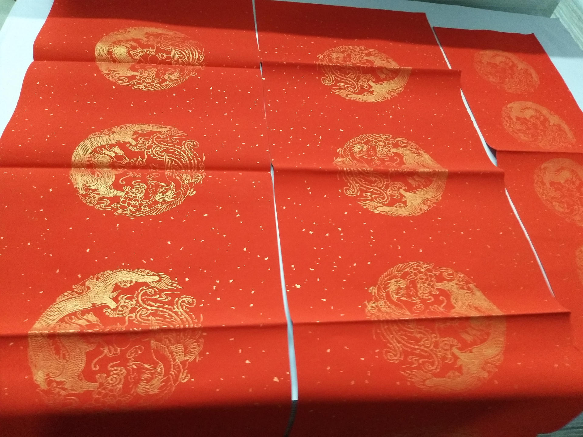 七言烫金万年红对联 描金大红宣纸空白对联纸批发 撒金对联纸红纸