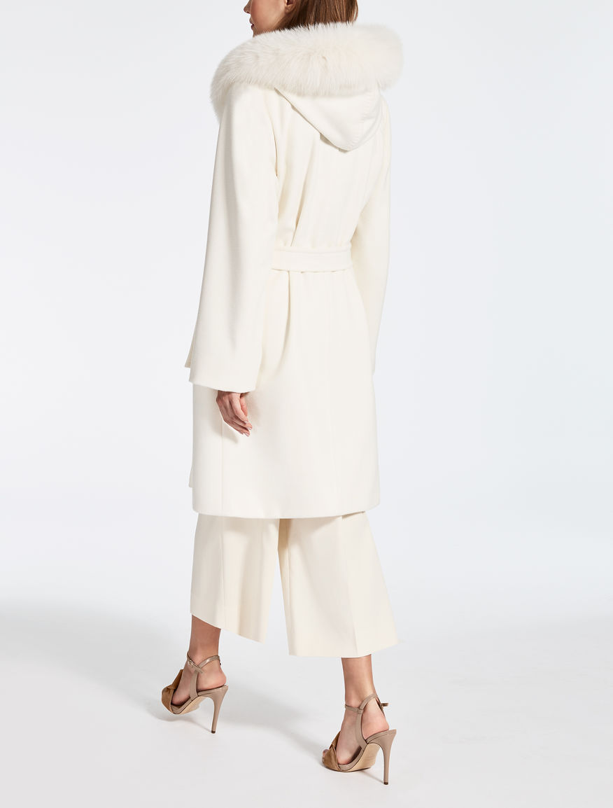 厂家直销现货80%澳毛粗纺双面羊绒面料 本白大衣毛呢毛纺面料