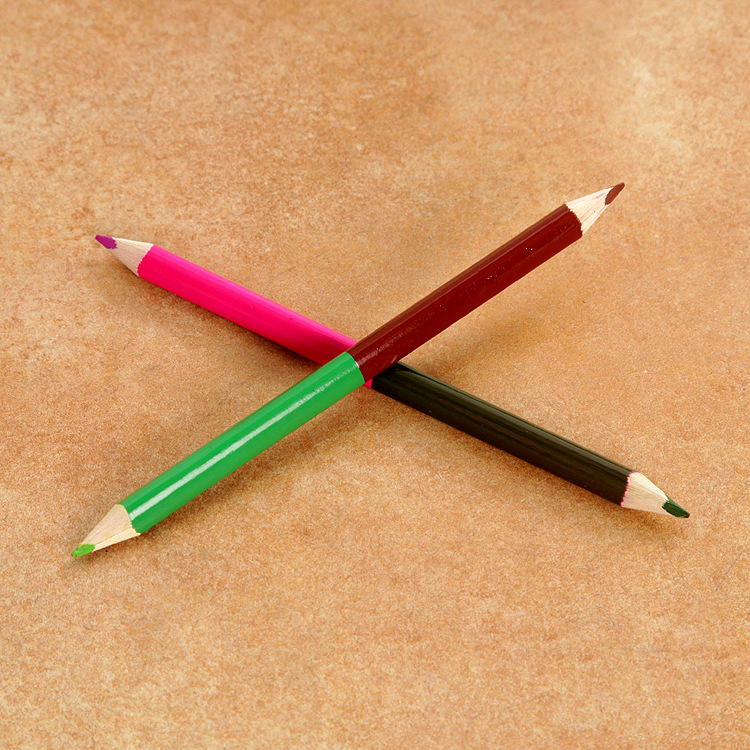 双色双头芯铅笔 木质粗杆铅笔两头芯彩铅 粗杆双色大笔 1cm大铅笔