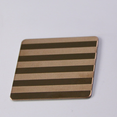 镜面局部喷砂条纹电镀古铜不锈钢板批发 喷砂古铜条纹蚀刻板供应