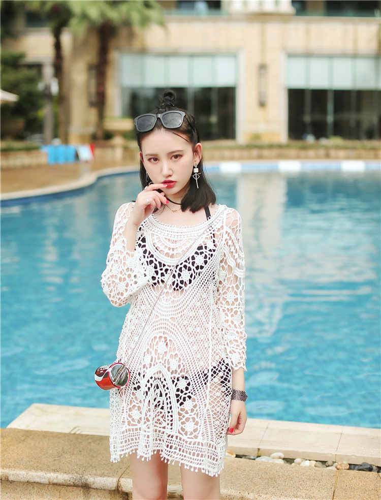 2018新款泳装性感比基尼三件套小胸钢托聚拢蕾丝罩衫遮肚学生泳衣