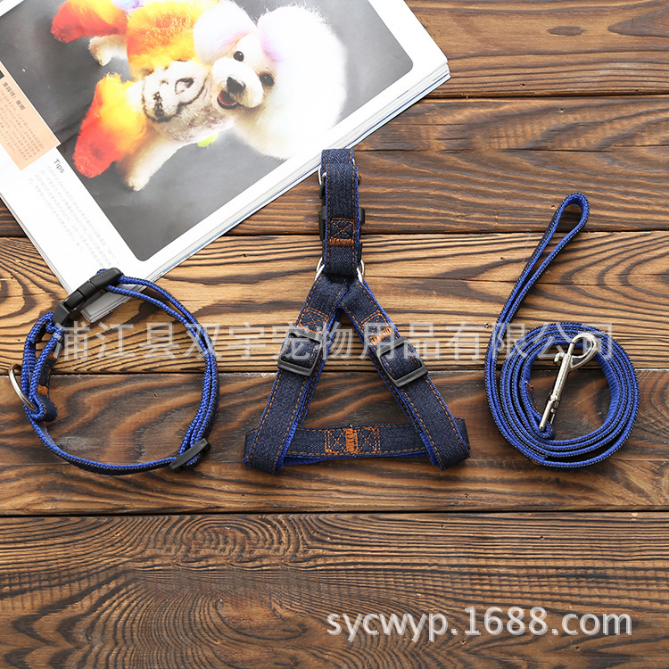 Factory Direct Sales New Hand Holding Rope Pet Supplies Wear-Resistant for Small and Medium-Sized Dogs Denim Sewing Cloth Pet Hand Holding Rope