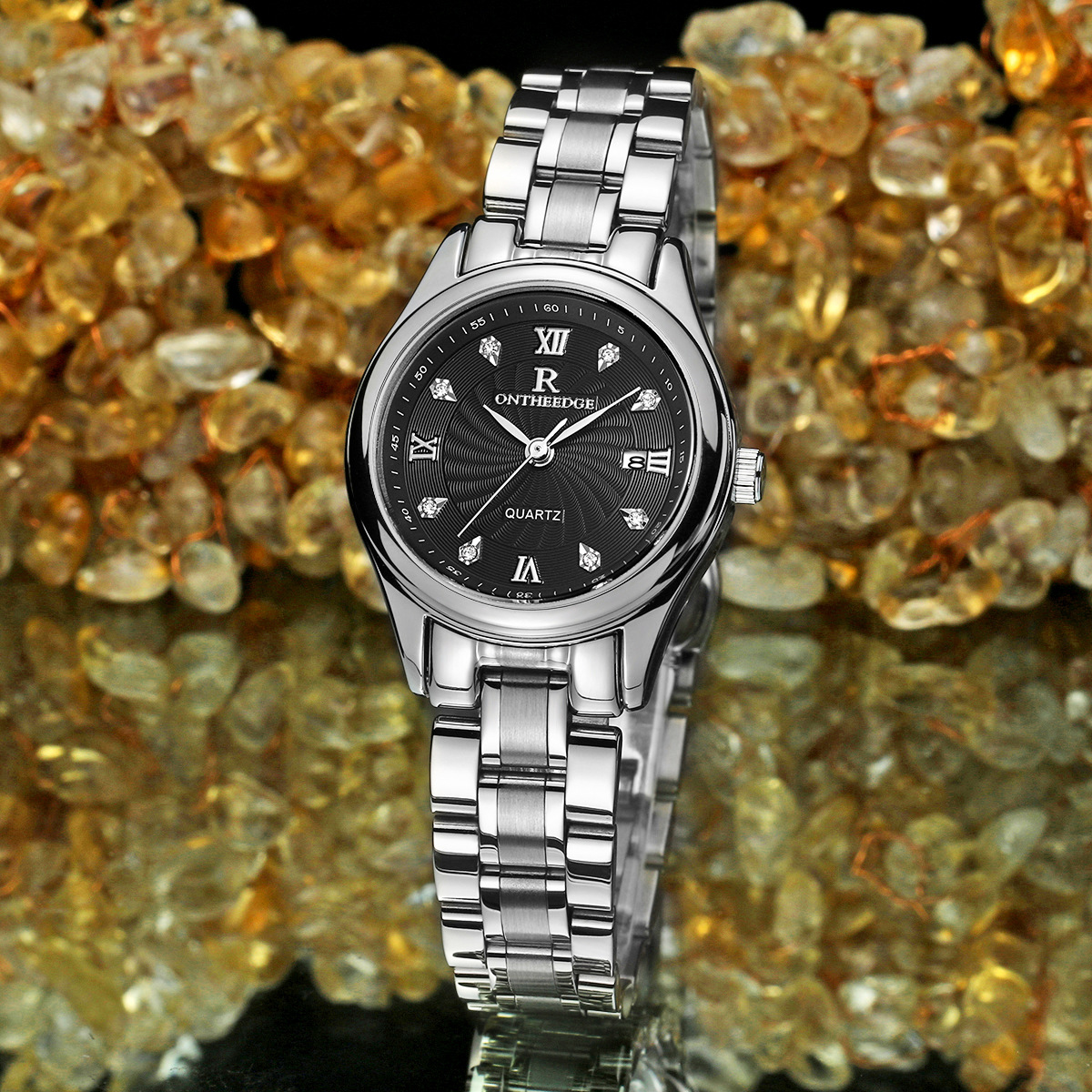 瑞之缘ontheedge商务腕表精钢带男女情侣石英手表rzy013