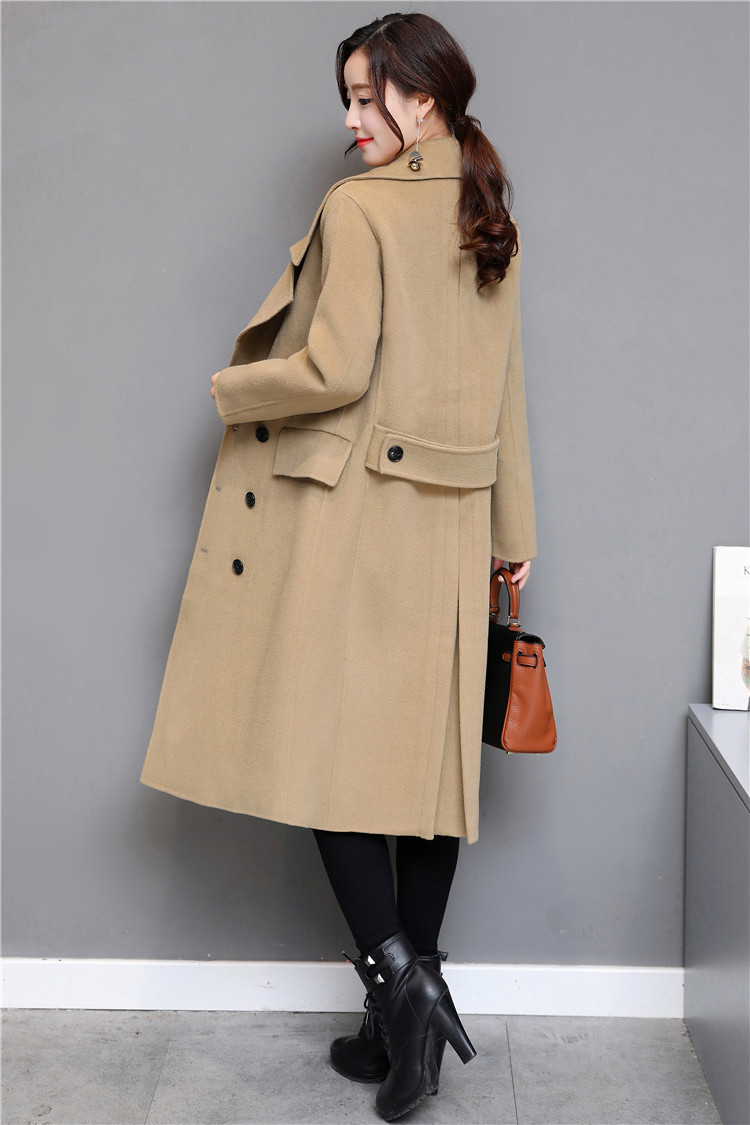 批发正品牌双面绒长款羊绒大衣女过膝加长2017新款韩版双面呢外套