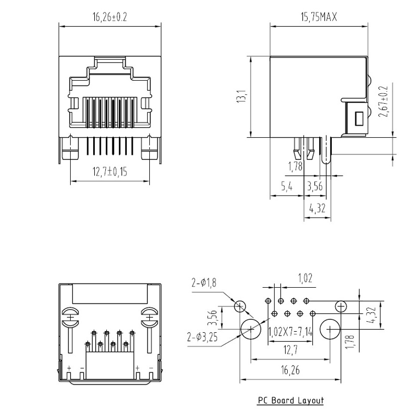 rj45 网络接口插座 网络网线插口 8p8c 90度卧式 水晶头座 带屏蔽
