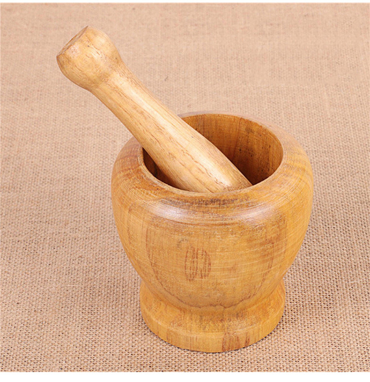 木质蒜臼捣碎器捣药罐木盅蒜泥器家用木臼辅食压蒜研磨器批发包邮