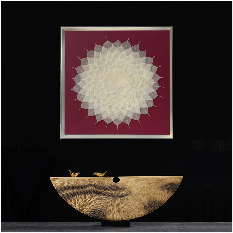 现代简约客厅菩提叶装饰画新中式玄关书房挂画菩提树叶