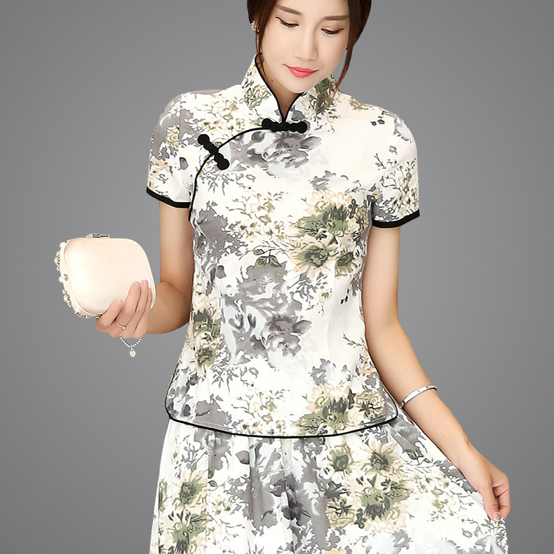 女装立领盘扣时尚夏季民族风旗袍改良复古棉麻修身中式上衣唐装