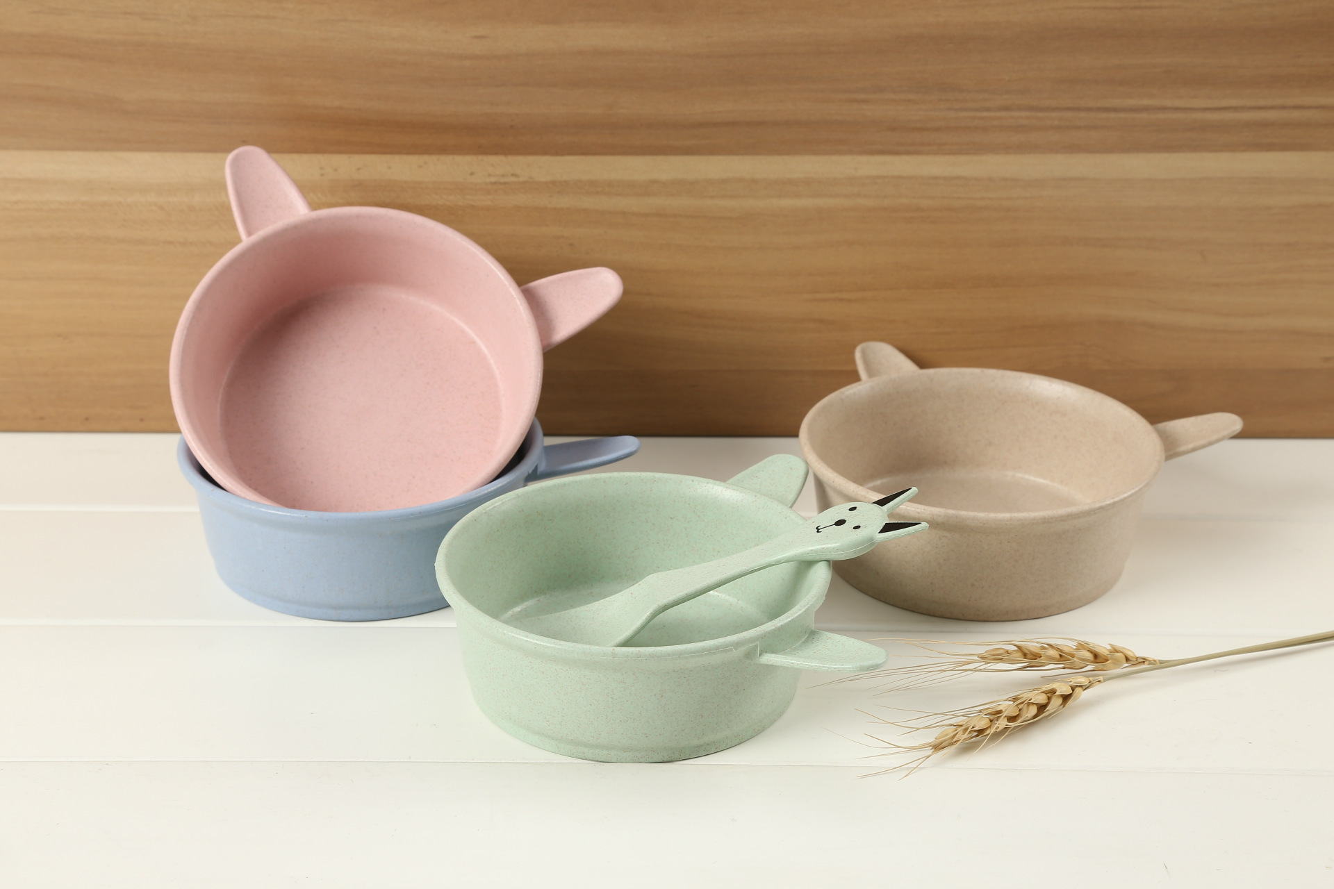 小麦秸秆碗卡通儿童餐具礼品小兔儿童碗