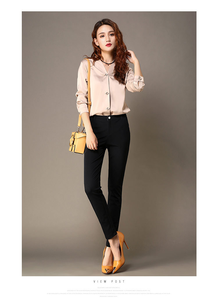 韩版显瘦小脚时装女裤子潮黑色料子休闲九分裤弹力ol大码秋冬新款