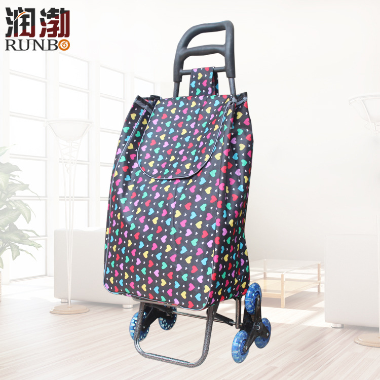 Factory Supermarket Portable Shopping Cart Elderly Shopping Cart Foldable Lever Car Hand Buggy Printed Logo