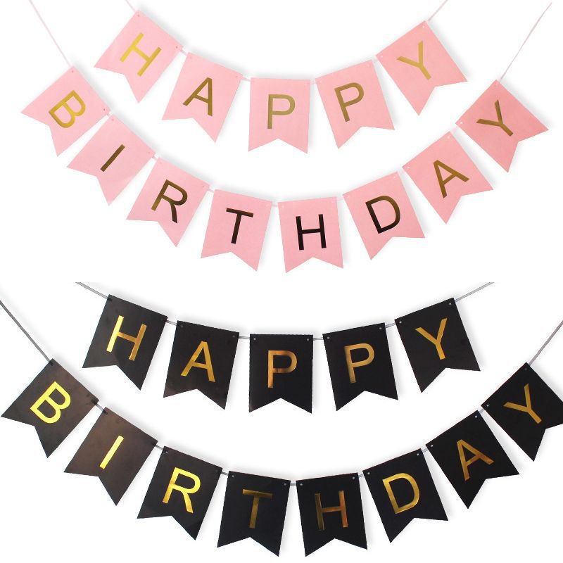 happy birthday字母拉旗鱼尾旗儿童生日派对装饰横幅拉旗拉花批发