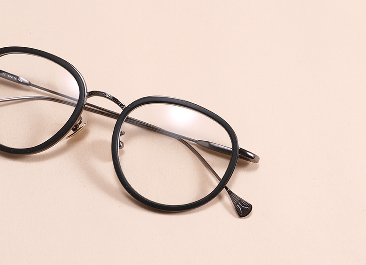 舒适文艺金属合金光学镜架男女复古细圆形框带鼻托近视眼镜框5213