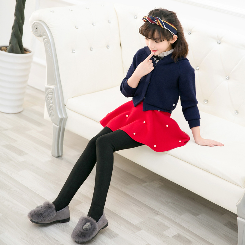 儿童连裤袜2019秋新款韩版童袜抗起球拉绒女童打底袜白色舞蹈袜