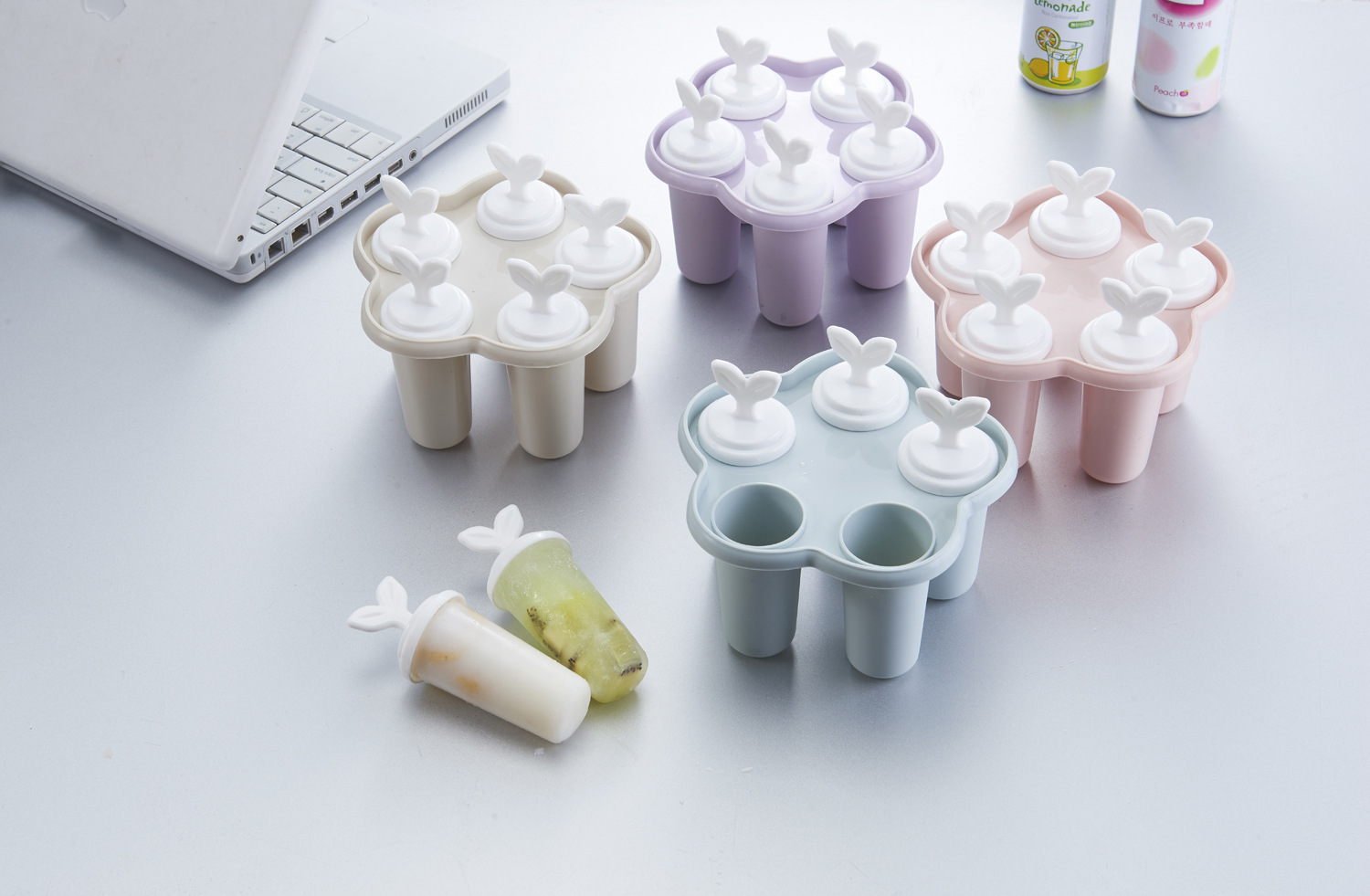 5组可爱diy小草叶子冰模卡通冰棍雪糕模具冻冰棒模冰激凌带盖冰格