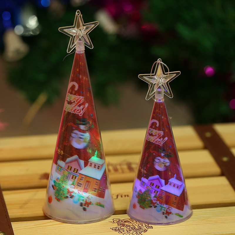 LED Luminous 3D Mini Christmas Tree Decorations Christmas Creative Decoration Holiday Gift Foreign Trade Factory Wholesale