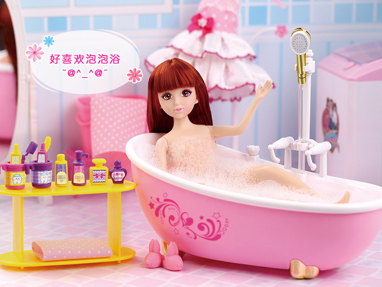 乐吉儿a070梦幻公主浴室可出水浴室儿童仿真过家家玩具礼物代发