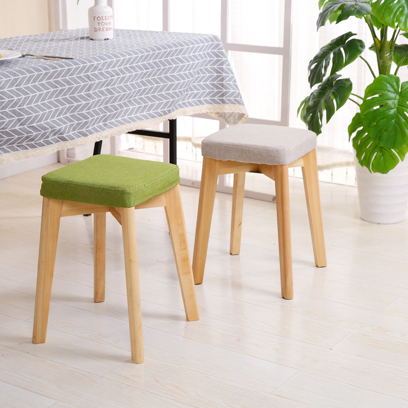 简约快餐店餐厅凳子时尚休闲凳家用创意木质椅子梳妆凳颜色方凳子