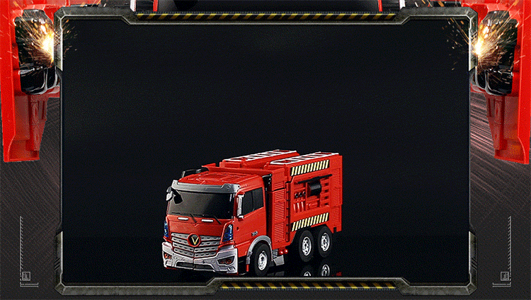 遥控变形车佳奇机变英盟消防车6608-声控遥控一键变形