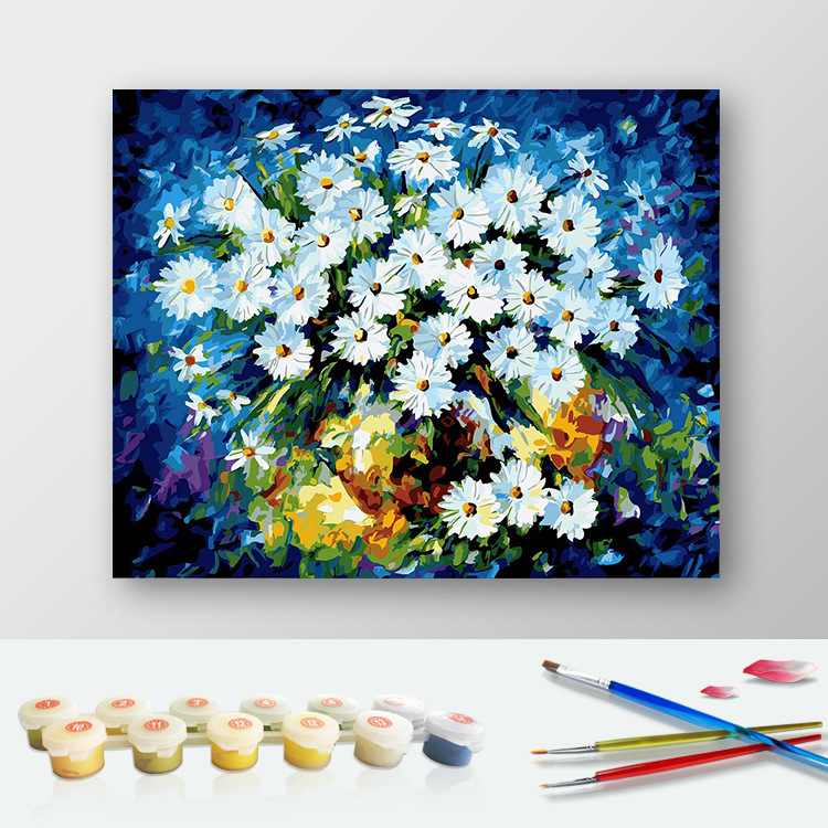 植物花卉数字油画 向日葵文艺花田填色油画 手工diy酒店家居挂画
