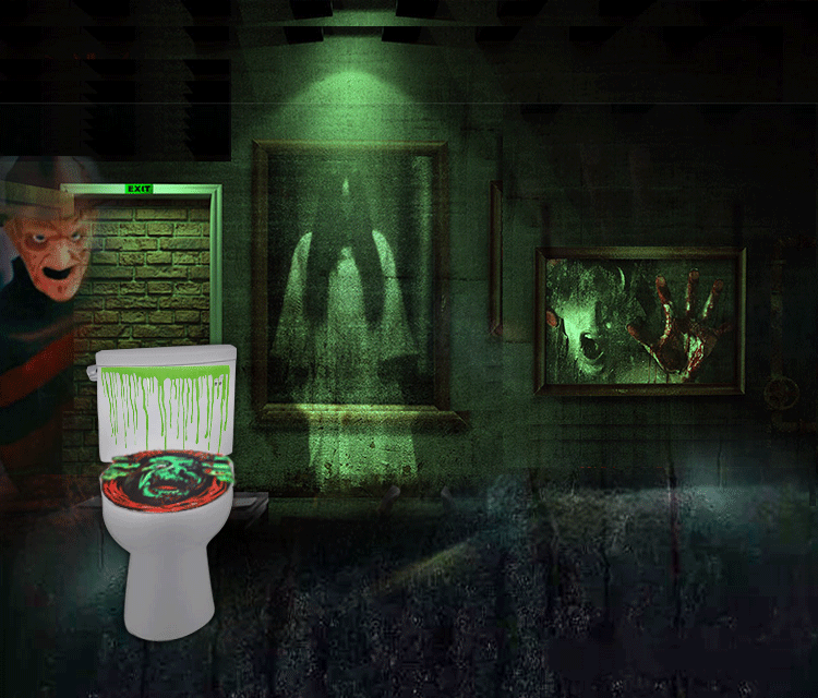 万圣节亚马逊爆款恐怖马桶贴墙贴装饰道具场景布置跨境电商货源