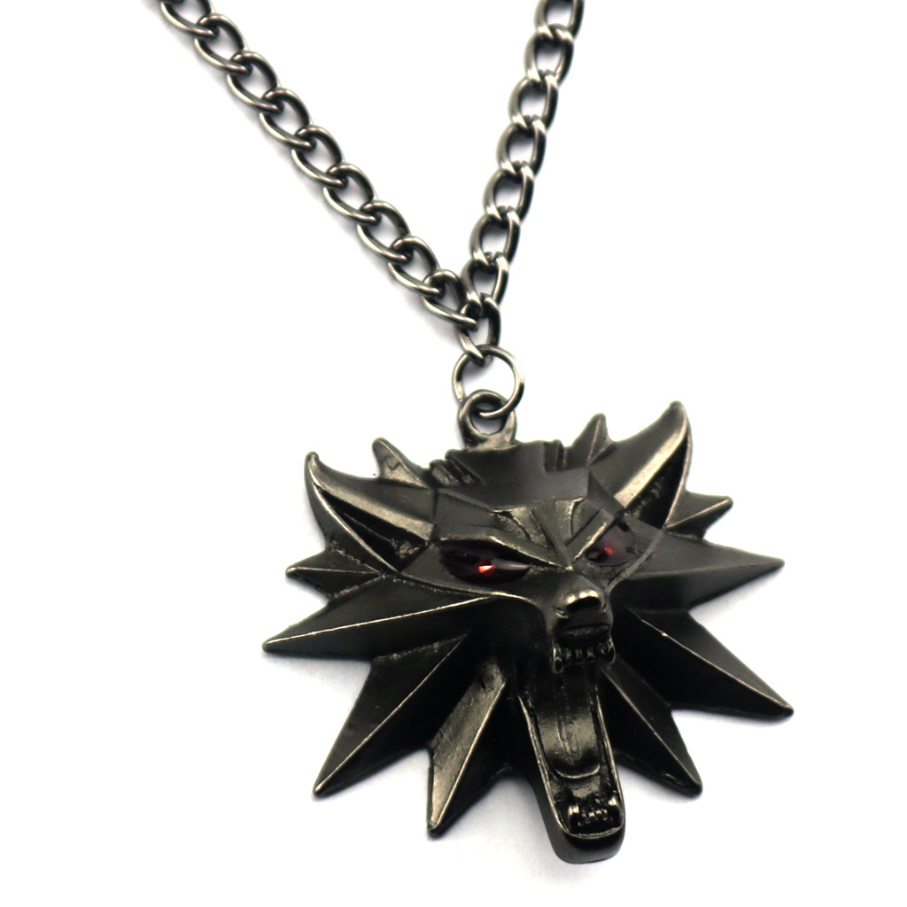 the witcher巫师3 狩魔猎人 猎魔人合金立体狼头吊坠动漫游戏新品
