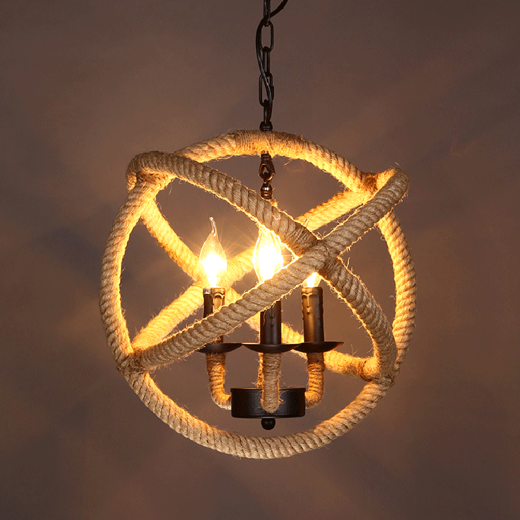 美式仿复古风loft麻绳吊灯创意服装店咖啡餐厅酒吧台工业个性灯具