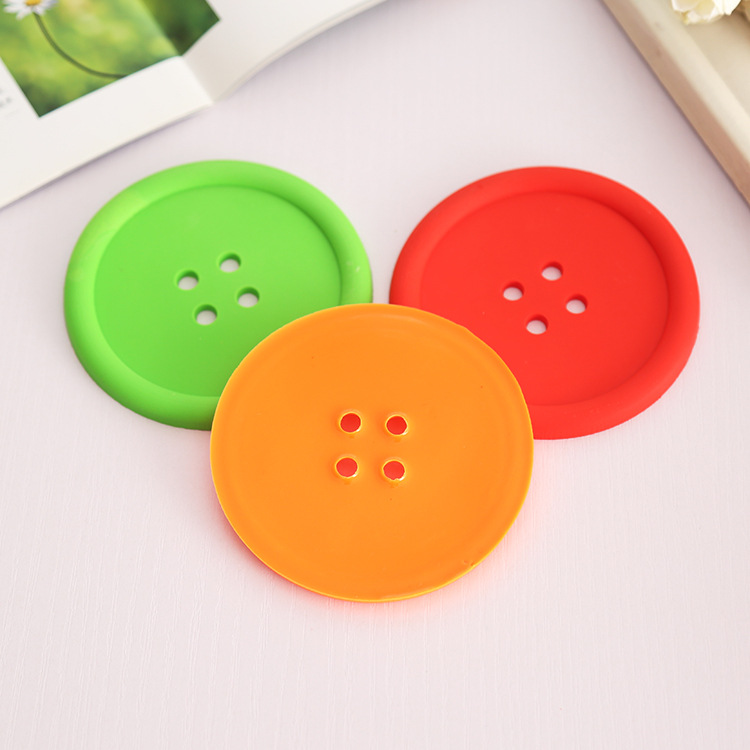 创意家居生活用品 圆形硅胶杯垫 韩版可爱纽扣杯垫