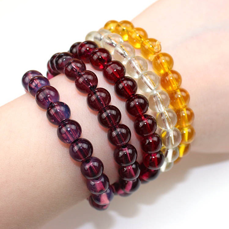 促销赠品批发酒红玻璃珠手链 人造diy仿水晶手串 地摊货源