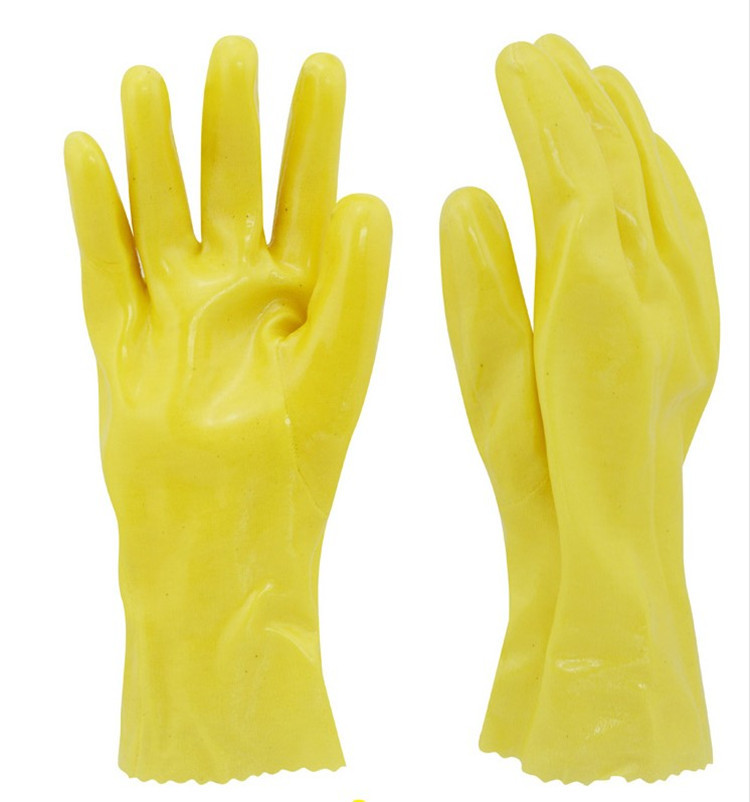 正品护邦028棉毛浸塑手套耐酸碱耐油pvc工业防护手套劳保手套浸胶