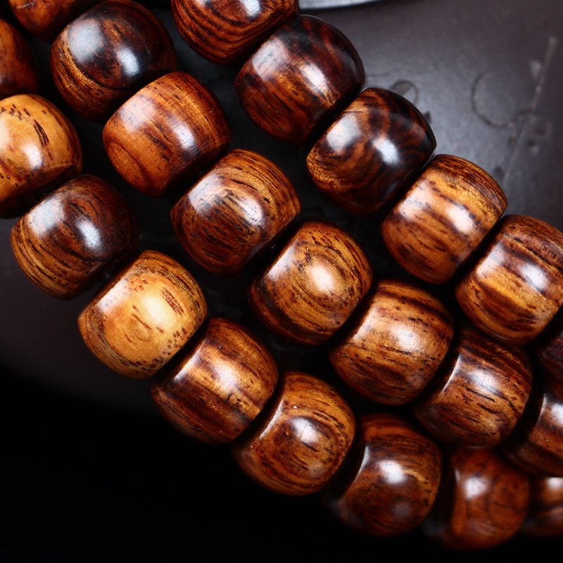 海南黄花梨桶珠佛珠手串108颗海黄老料油梨
