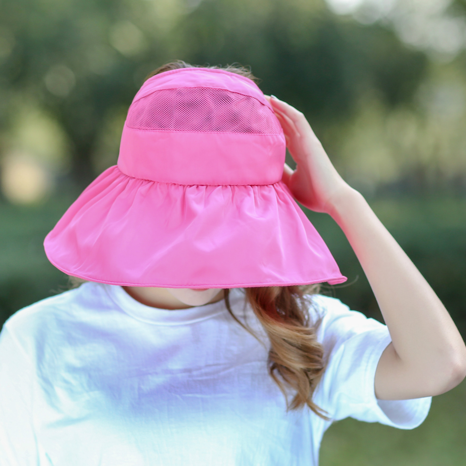 帽子女夏天韩版防晒遮阳帽休闲百搭户外出游大沿空顶可折叠太阳帽